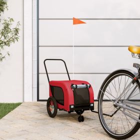 Pet Bike Trailer Red and Black Oxford fabric, iron, PVC Durable